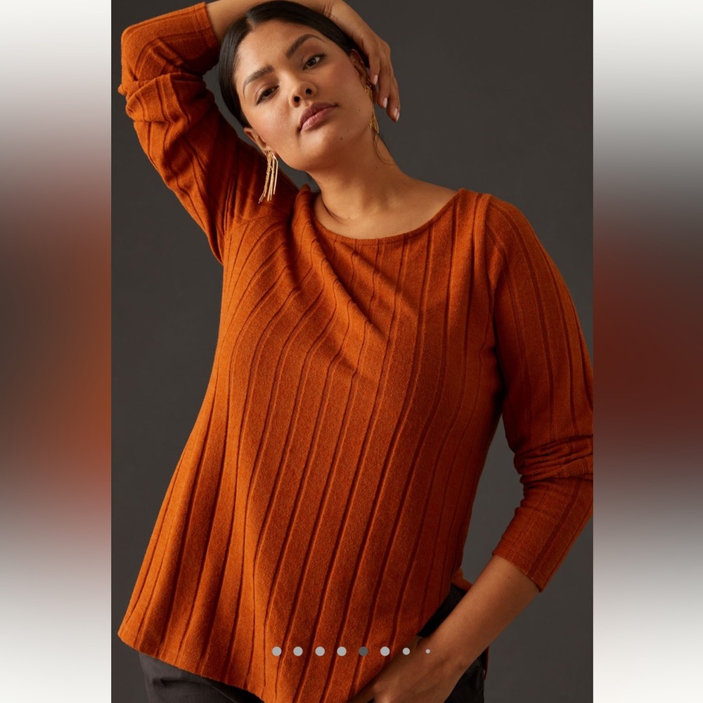 Pilcro Women's Rust Ribbed Sweater